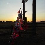 Bike flags at Sunset in Wyoming