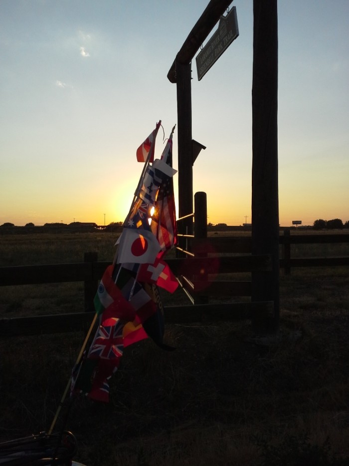 Bike flags at Sunset in Wyoming