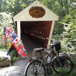 Bike and covered bridge at Brookline New Hampshire