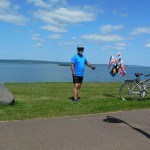 Biking by lake Superior