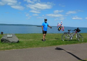 Biking by lake Superior
